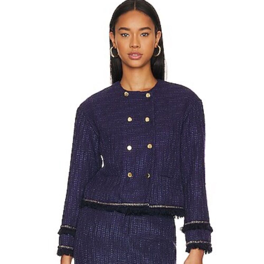 NWT Amanda Uprichard Moriah Jacket In Blue Navy Gold XL Revolve